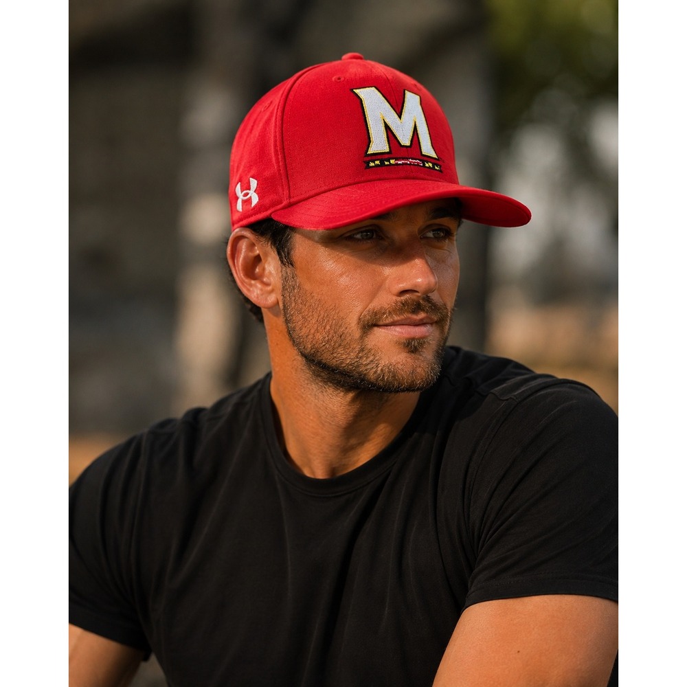 Under Armour Maryland Terrapins Hat L/XL Red Iso-Chill Fitted Cap *Flaw #1508
